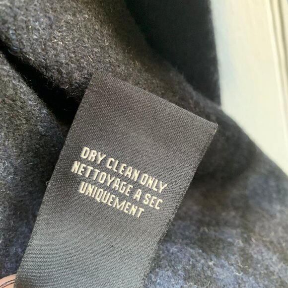 Guess Women's Blue Black Plaid Double Breast Wool Pea Coat Knit Collar Military - Picture 15 of 16